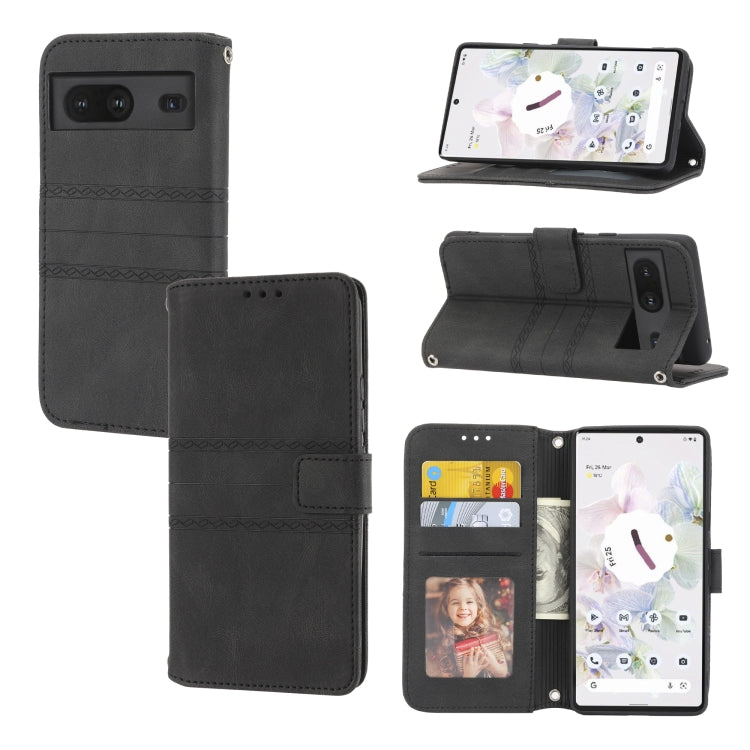 Custodia in pelle per telefono a conchiglia orizzontale con fibbia magnetica a righe in rilievo, For vivo Y52s, For Motorola Moto G22, For Google Pixel 7, For Xiaomi Poco M4 Pro
