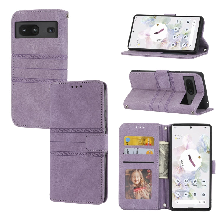 Custodia in pelle per telefono a conchiglia orizzontale con fibbia magnetica a righe in rilievo, For vivo Y52s, For Motorola Moto G22, For Google Pixel 7, For Xiaomi Poco M4 Pro