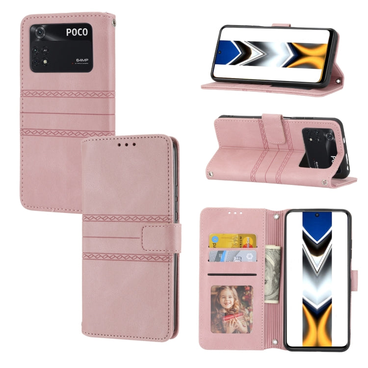 Custodia in pelle per telefono a conchiglia orizzontale con fibbia magnetica a righe in rilievo, For vivo Y52s, For Motorola Moto G22, For Google Pixel 7, For Xiaomi Poco M4 Pro