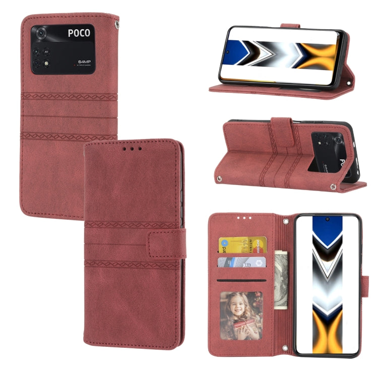 Custodia in pelle per telefono a conchiglia orizzontale con fibbia magnetica a righe in rilievo, For vivo Y52s, For Motorola Moto G22, For Google Pixel 7, For Xiaomi Poco M4 Pro