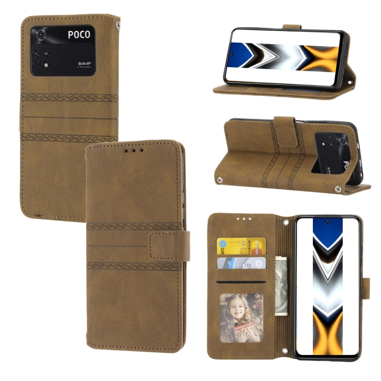 Custodia in pelle per telefono a conchiglia orizzontale con fibbia magnetica a righe in rilievo, For vivo Y52s, For Motorola Moto G22, For Google Pixel 7, For Xiaomi Poco M4 Pro