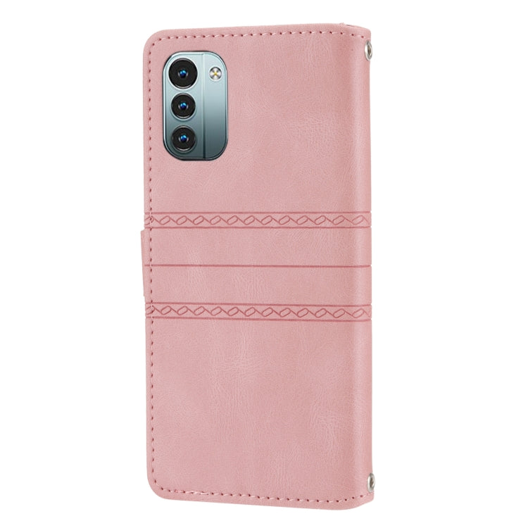 Custodia in pelle per telefono a conchiglia orizzontale con fibbia magnetica a righe in rilievo, For Nokia G21 / G11, For Google Pixel 7 Pro, For Kyocera Android One S9 / Digno Sanga Edition, For OPPO Realme C31 4G Global