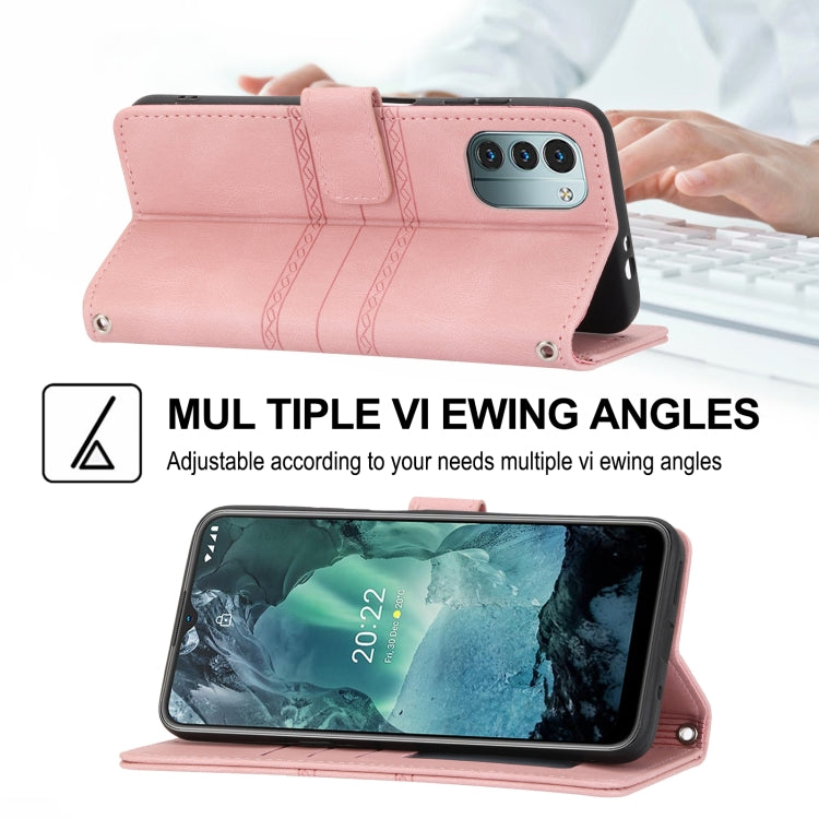 Custodia in pelle per telefono a conchiglia orizzontale con fibbia magnetica a righe in rilievo, For Nokia G21 / G11, For Google Pixel 7 Pro, For Kyocera Android One S9 / Digno Sanga Edition, For OPPO Realme C31 4G Global