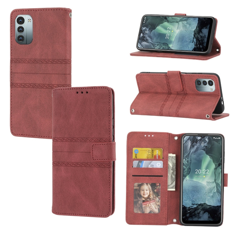 Custodia in pelle per telefono a conchiglia orizzontale con fibbia magnetica a righe in rilievo, For Nokia G21 / G11, For Google Pixel 7 Pro, For Kyocera Android One S9 / Digno Sanga Edition, For OPPO Realme C31 4G Global