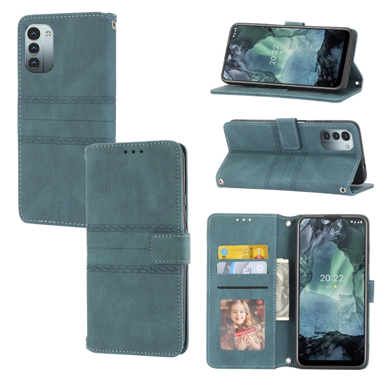 Custodia in pelle per telefono a conchiglia orizzontale con fibbia magnetica a righe in rilievo, For Nokia G21 / G11, For Google Pixel 7 Pro, For Kyocera Android One S9 / Digno Sanga Edition, For OPPO Realme C31 4G Global