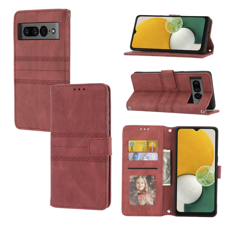 Custodia in pelle per telefono a conchiglia orizzontale con fibbia magnetica a righe in rilievo, For Nokia G21 / G11, For Google Pixel 7 Pro, For Kyocera Android One S9 / Digno Sanga Edition, For OPPO Realme C31 4G Global