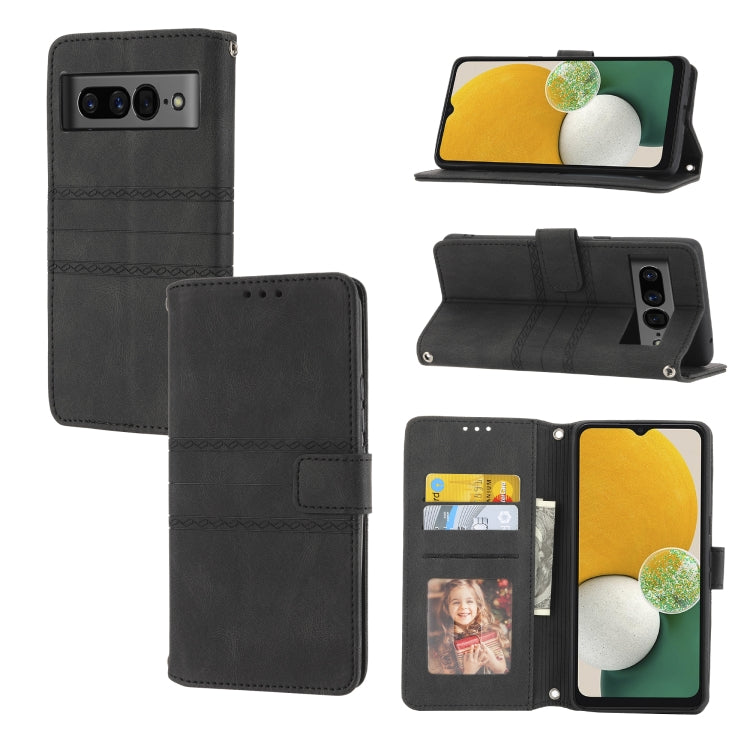 Custodia in pelle per telefono a conchiglia orizzontale con fibbia magnetica a righe in rilievo, For Nokia G21 / G11, For Google Pixel 7 Pro, For Kyocera Android One S9 / Digno Sanga Edition, For OPPO Realme C31 4G Global