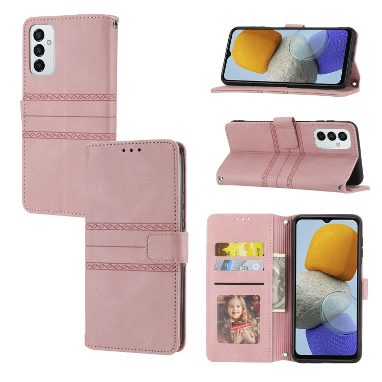 Custodia in pelle per telefono a conchiglia orizzontale con fibbia magnetica a righe in rilievo, For Samsung Galaxy M23 / F23 5G Japanese Version, For Sony Xperia 10 IV, For Sony Xperia 1 IV, For Xiaomi Redmi 10A