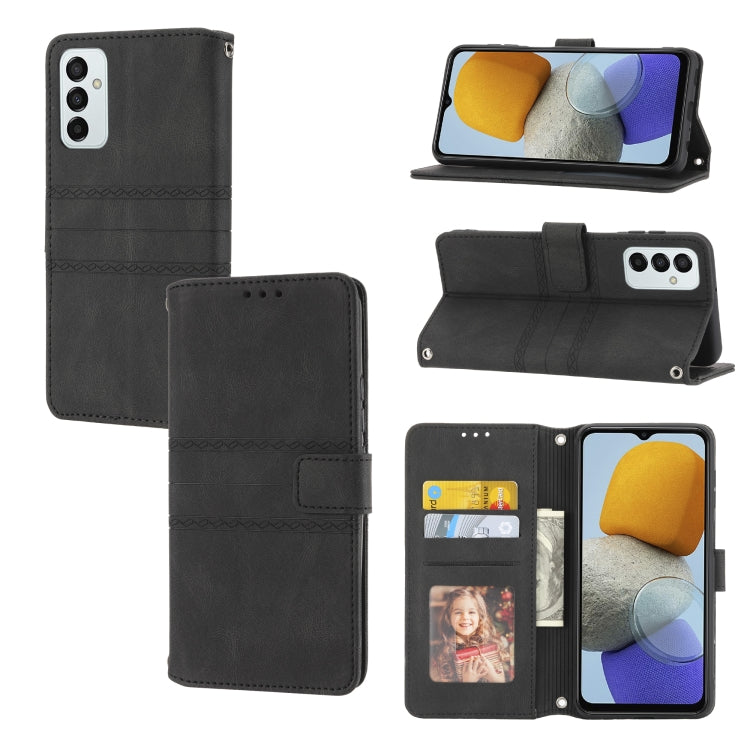 Custodia in pelle per telefono a conchiglia orizzontale con fibbia magnetica a righe in rilievo, For Samsung Galaxy M23 / F23 5G Japanese Version, For Sony Xperia 10 IV, For Sony Xperia 1 IV, For Xiaomi Redmi 10A