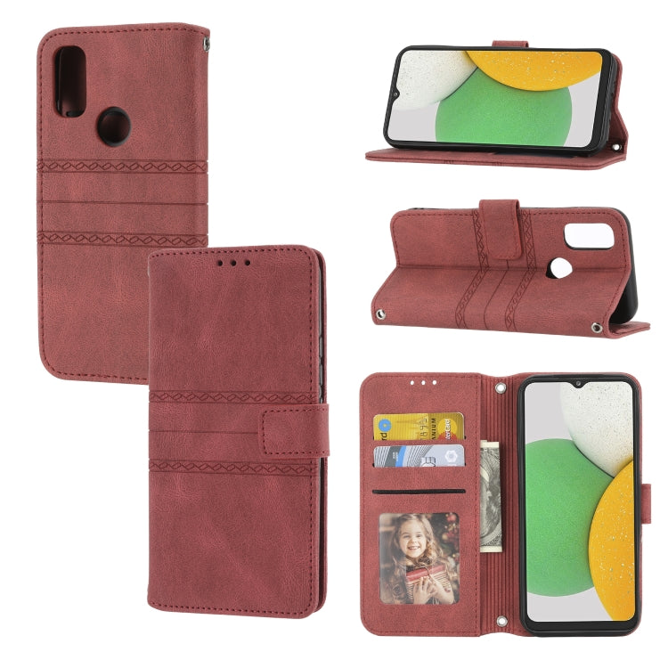 Custodia in pelle per telefono a conchiglia orizzontale con fibbia magnetica a righe in rilievo, For Nokia G21 / G11, For Google Pixel 7 Pro, For Kyocera Android One S9 / Digno Sanga Edition, For OPPO Realme C31 4G Global