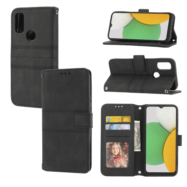 Custodia in pelle per telefono a conchiglia orizzontale con fibbia magnetica a righe in rilievo, For Nokia G21 / G11, For Google Pixel 7 Pro, For Kyocera Android One S9 / Digno Sanga Edition, For OPPO Realme C31 4G Global