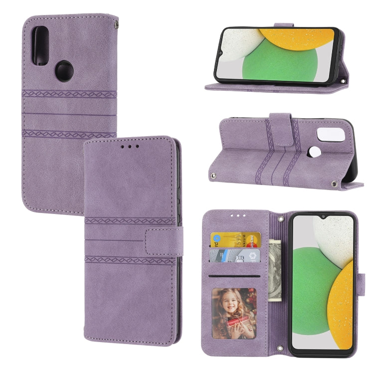 Custodia in pelle per telefono a conchiglia orizzontale con fibbia magnetica a righe in rilievo, For Nokia G21 / G11, For Google Pixel 7 Pro, For Kyocera Android One S9 / Digno Sanga Edition, For OPPO Realme C31 4G Global