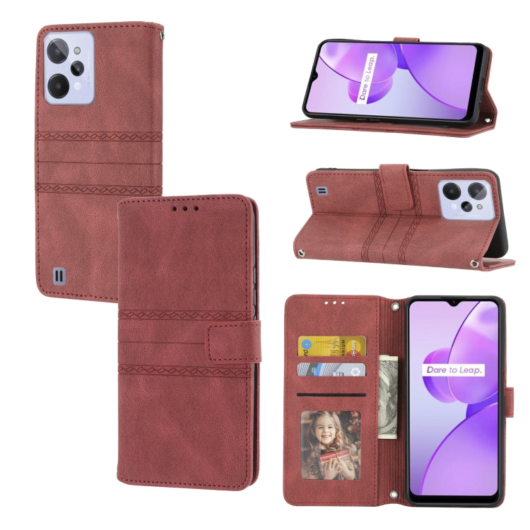 Custodia in pelle per telefono a conchiglia orizzontale con fibbia magnetica a righe in rilievo, For Nokia G21 / G11, For Google Pixel 7 Pro, For Kyocera Android One S9 / Digno Sanga Edition, For OPPO Realme C31 4G Global