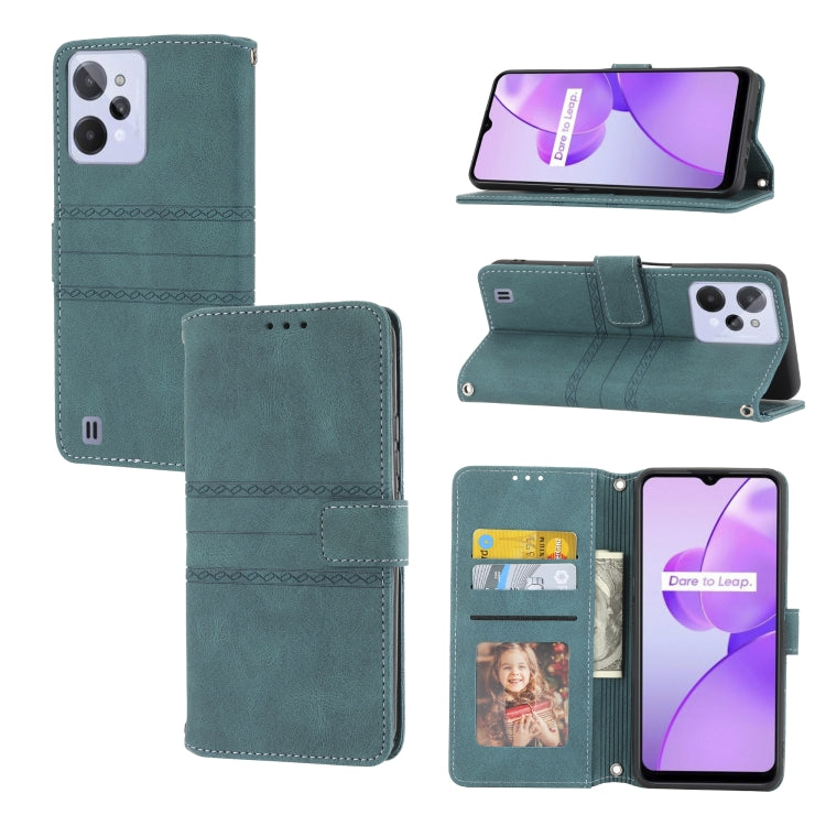 Custodia in pelle per telefono a conchiglia orizzontale con fibbia magnetica a righe in rilievo, For Nokia G21 / G11, For Google Pixel 7 Pro, For Kyocera Android One S9 / Digno Sanga Edition, For OPPO Realme C31 4G Global