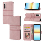 Custodia in pelle per telefono a conchiglia orizzontale con fibbia magnetica a righe in rilievo, For Samsung Galaxy M23 / F23 5G Japanese Version, For Sony Xperia 10 IV, For Sony Xperia 1 IV, For Xiaomi Redmi 10A