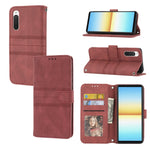 Custodia in pelle per telefono a conchiglia orizzontale con fibbia magnetica a righe in rilievo, For Samsung Galaxy M23 / F23 5G Japanese Version, For Sony Xperia 10 IV, For Sony Xperia 1 IV, For Xiaomi Redmi 10A