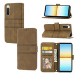 Custodia in pelle per telefono a conchiglia orizzontale con fibbia magnetica a righe in rilievo, For Samsung Galaxy M23 / F23 5G Japanese Version, For Sony Xperia 10 IV, For Sony Xperia 1 IV, For Xiaomi Redmi 10A