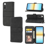 Custodia in pelle per telefono a conchiglia orizzontale con fibbia magnetica a righe in rilievo, For Samsung Galaxy M23 / F23 5G Japanese Version, For Sony Xperia 10 IV, For Sony Xperia 1 IV, For Xiaomi Redmi 10A