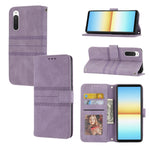 Custodia in pelle per telefono a conchiglia orizzontale con fibbia magnetica a righe in rilievo, For Samsung Galaxy M23 / F23 5G Japanese Version, For Sony Xperia 10 IV, For Sony Xperia 1 IV, For Xiaomi Redmi 10A