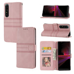 Custodia in pelle per telefono a conchiglia orizzontale con fibbia magnetica a righe in rilievo, For Samsung Galaxy M23 / F23 5G Japanese Version, For Sony Xperia 10 IV, For Sony Xperia 1 IV, For Xiaomi Redmi 10A