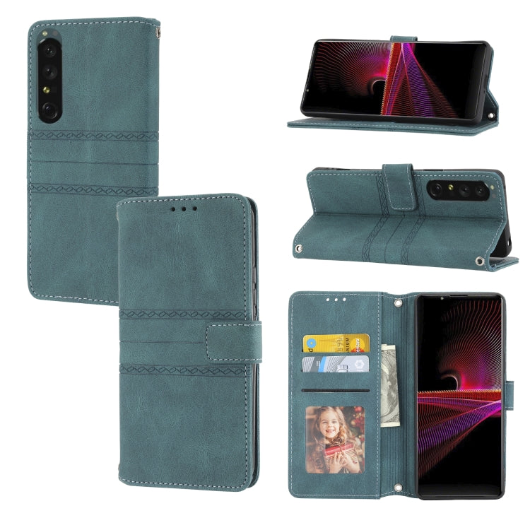 Custodia in pelle per telefono a conchiglia orizzontale con fibbia magnetica a righe in rilievo, For Samsung Galaxy M23 / F23 5G Japanese Version, For Sony Xperia 10 IV, For Sony Xperia 1 IV, For Xiaomi Redmi 10A