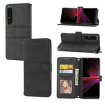 Custodia in pelle per telefono a conchiglia orizzontale con fibbia magnetica a righe in rilievo, For Samsung Galaxy M23 / F23 5G Japanese Version, For Sony Xperia 10 IV, For Sony Xperia 1 IV, For Xiaomi Redmi 10A