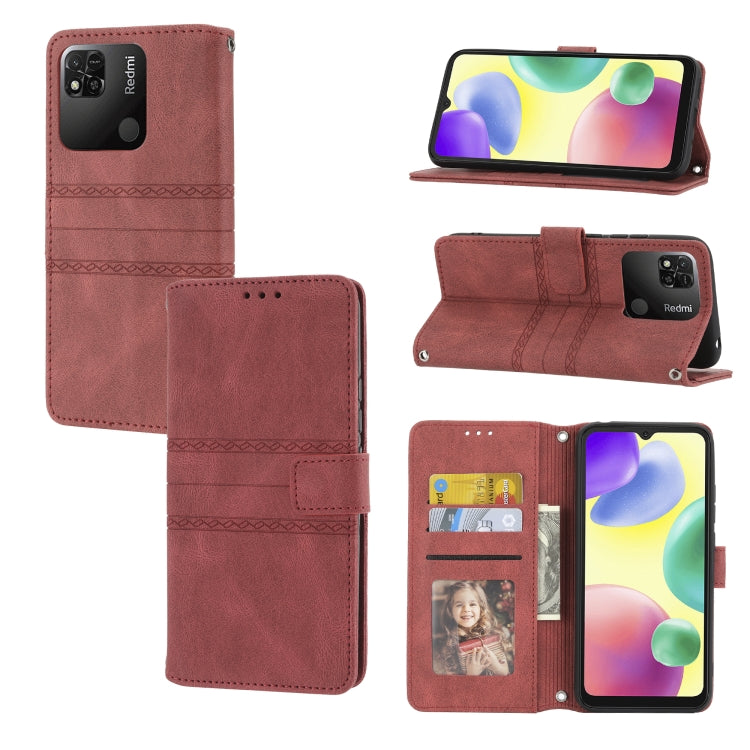 Custodia in pelle per telefono a conchiglia orizzontale con fibbia magnetica a righe in rilievo, For Samsung Galaxy M23 / F23 5G Japanese Version, For Sony Xperia 10 IV, For Sony Xperia 1 IV, For Xiaomi Redmi 10A