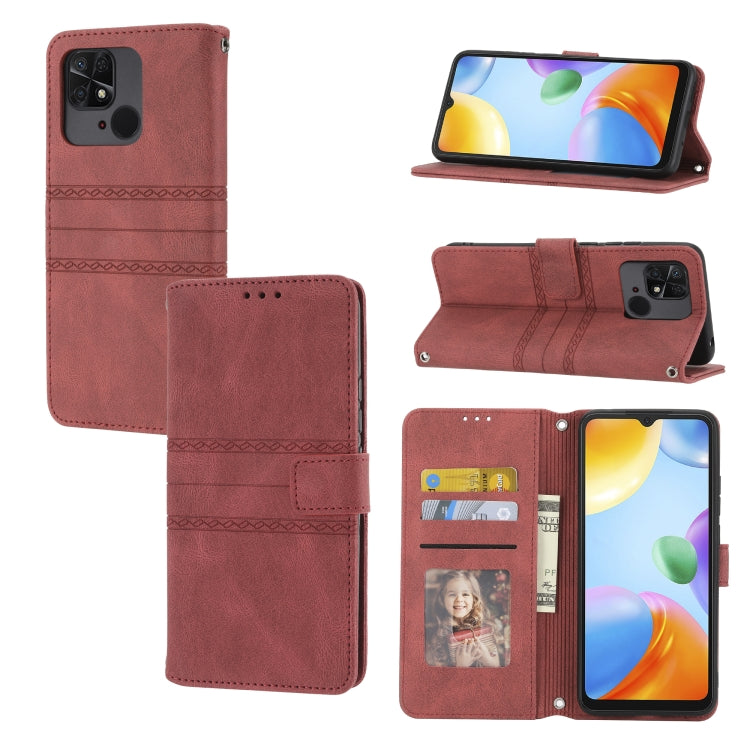 Custodia in pelle per telefono a conchiglia orizzontale con fibbia magnetica a righe in rilievo, For Xiaomi Redmi 10C 4G Global, For Motorola Moto G Stylus 5G 2022, For Xiaomi Redmi Note 11E, For Xiaomi Redmi 10 5G