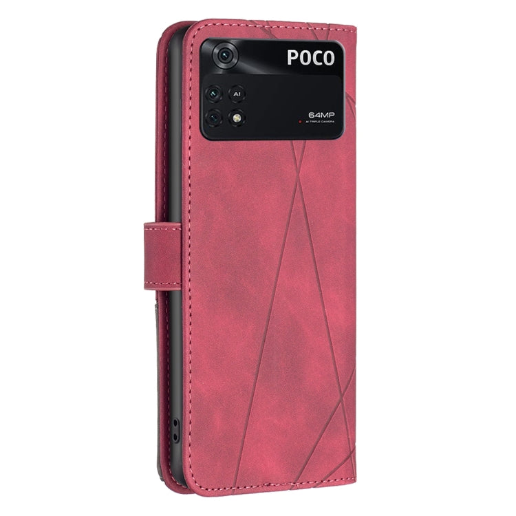 Custodia per telefono in pelle con struttura a rombo con fibbia magnetica, For Xiaomi Poco M4 Pro, For Xiaomi Poco M4 Pro 5G