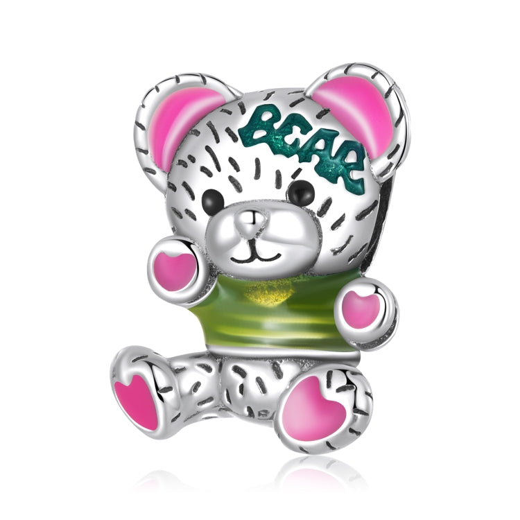 Accessori per collana braccialetto fai-da-te con perline al neon in argento sterling S925, Neon Bear