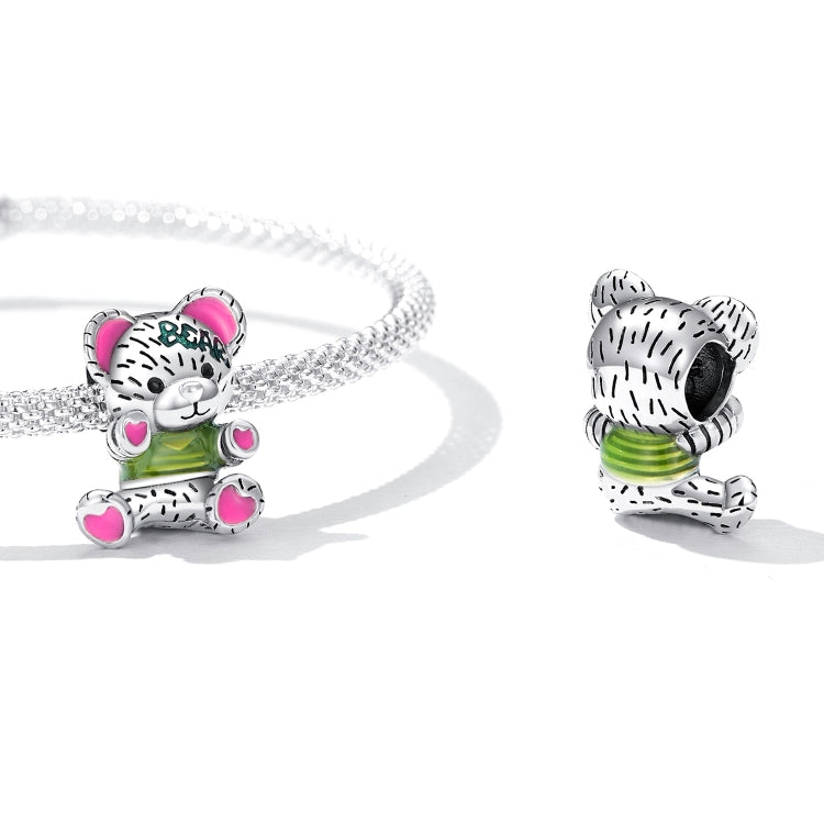 Accessori per collana braccialetto fai-da-te con perline al neon in argento sterling S925, Neon Bear