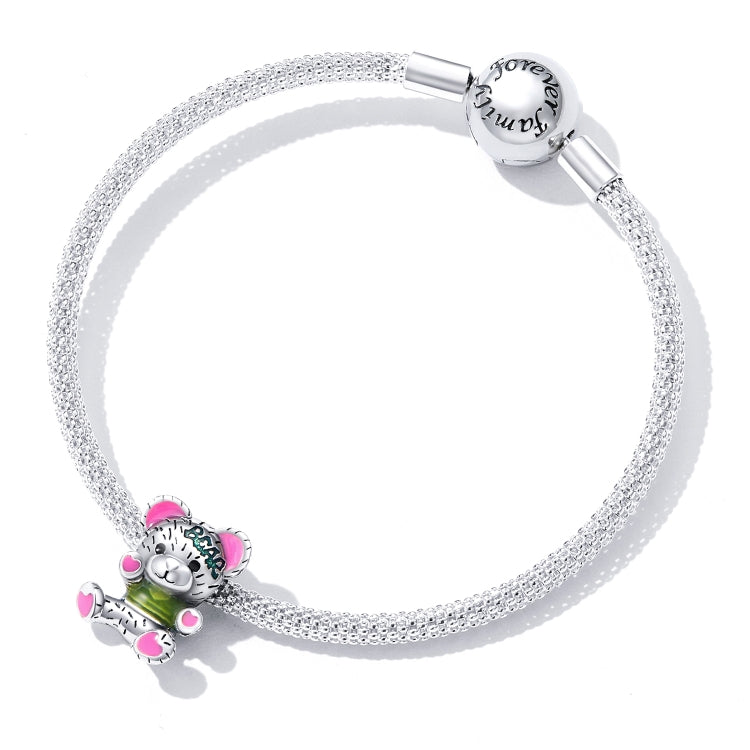 Accessori per collana braccialetto fai-da-te con perline al neon in argento sterling S925, Neon Bear