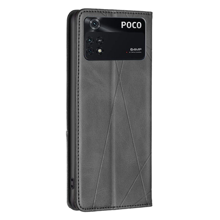 Custodia per telefono in pelle magnetica con trama a rombo, For Xiaomi Poco M4 Pro, For Xiaomi Poco M4 Pro 5G