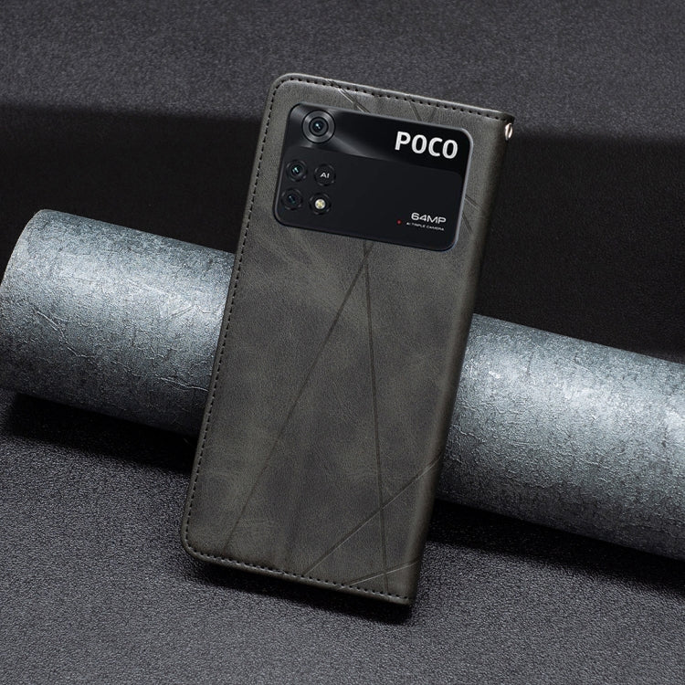 Custodia per telefono in pelle magnetica con trama a rombo, For Xiaomi Poco M4 Pro, For Xiaomi Poco M4 Pro 5G