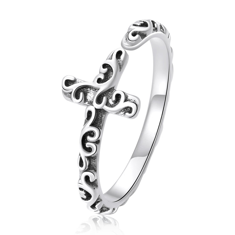 Anello da donna con croce retrò in argento sterling S925, Retro Cross