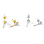 Orecchini da donna con orecchini a bottone in argento sterling S925, Bright(Silver), Bright(Gold)