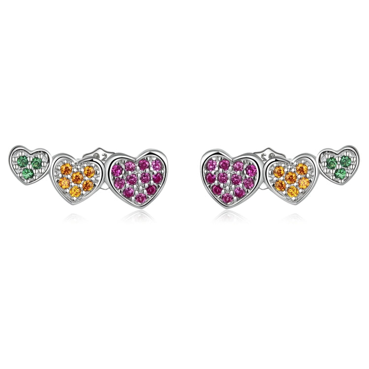 Orecchini da donna con bottone a forma di cuore colorato in argento sterling S925, Colorful Heart