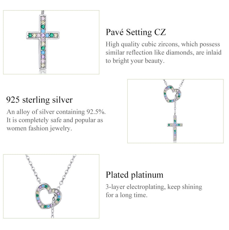 Gioielli con collana da donna con croce a cuore in argento sterling S925, Heart Cross