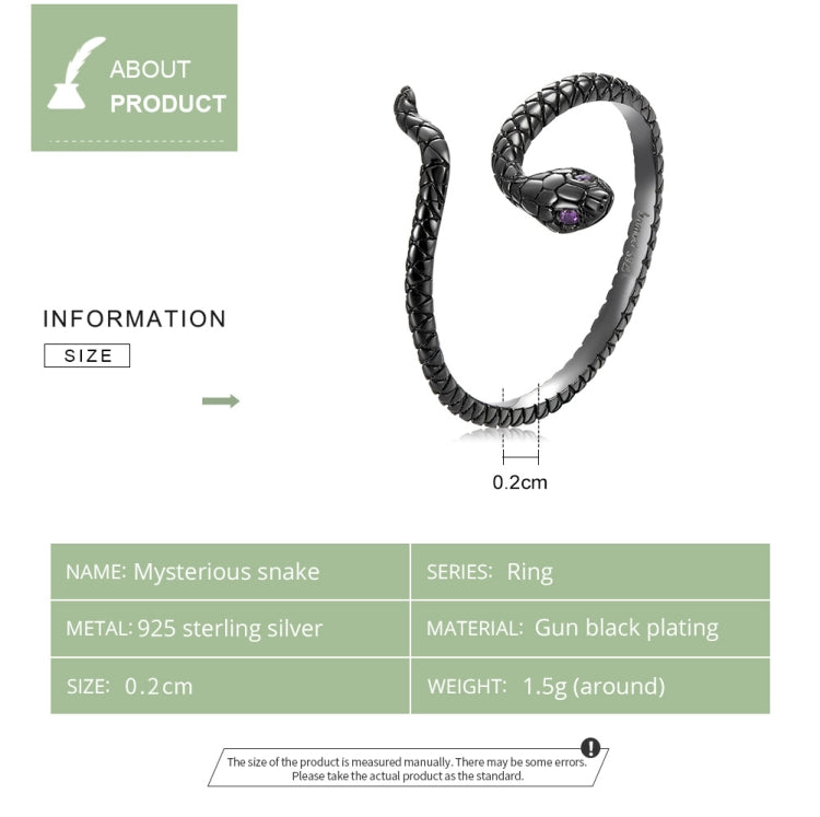 Anello da donna con serpente misterioso in argento sterling S925, Mysterious Snake