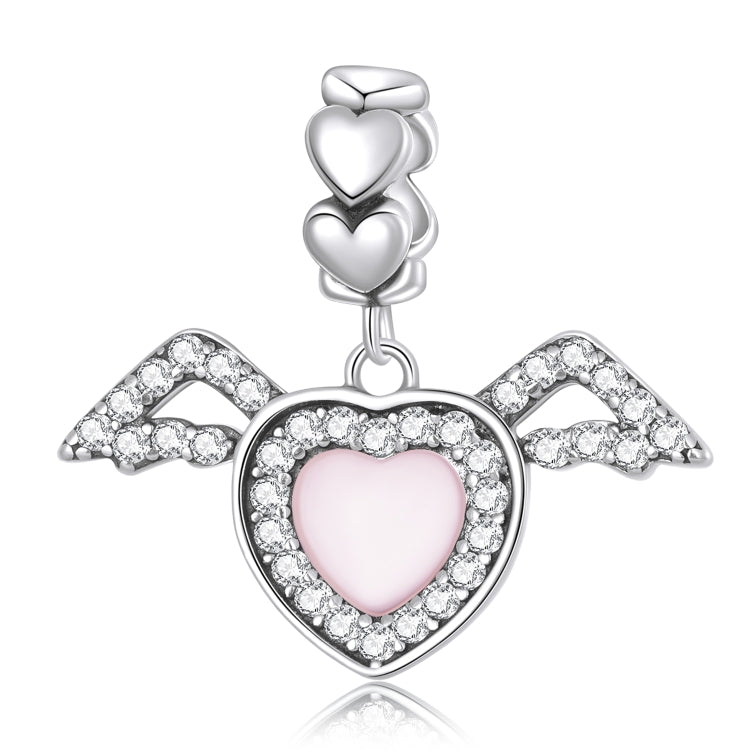 Accessori per collana braccialetto fai-da-te con ciondolo a forma di cuore in argento sterling S925, Heart Wing