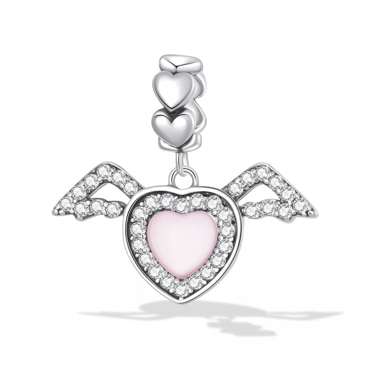 Accessori per collana braccialetto fai-da-te con ciondolo a forma di cuore in argento sterling S925, Heart Wing