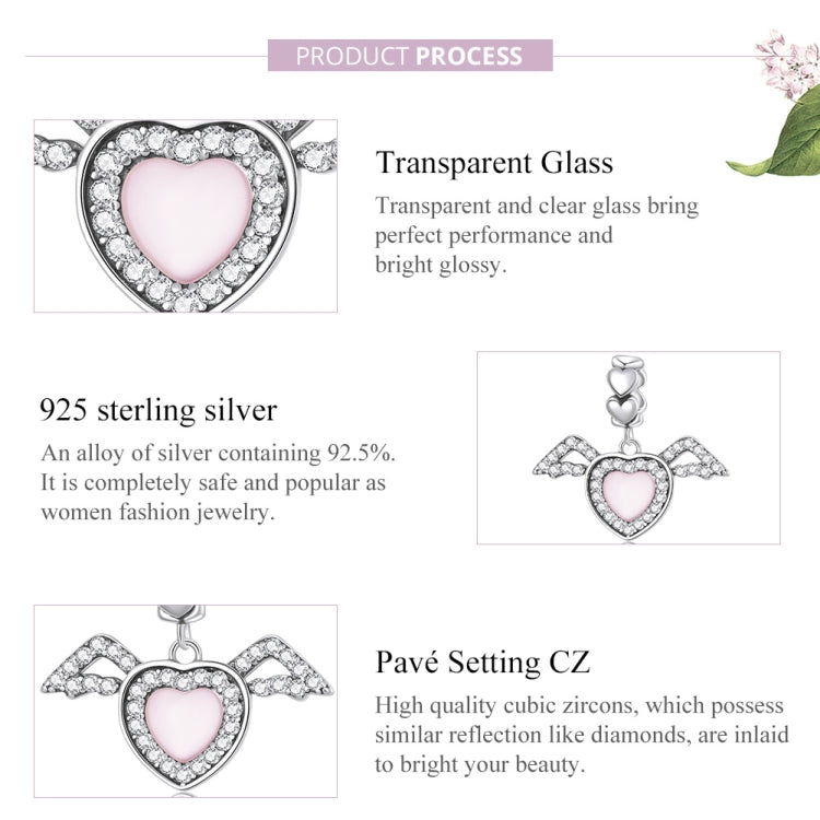 Accessori per collana braccialetto fai-da-te con ciondolo a forma di cuore in argento sterling S925, Heart Wing