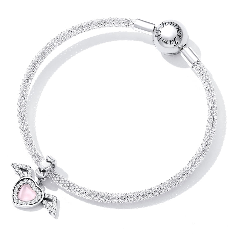 Accessori per collana braccialetto fai-da-te con ciondolo a forma di cuore in argento sterling S925, Heart Wing