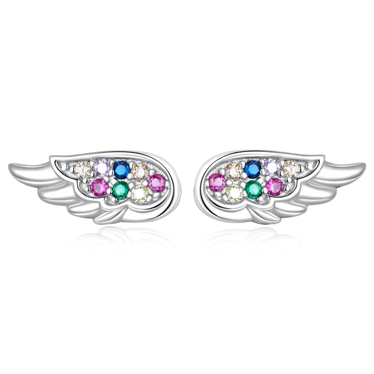 Orecchini da donna con bottone a pressione in argento sterling S925 con zirconi colorati, Zircon Wing