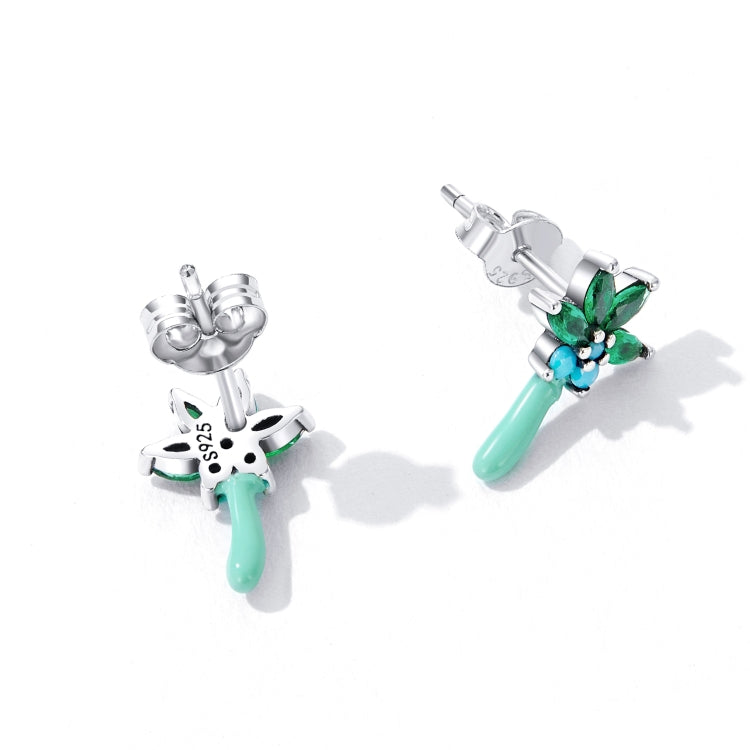 Orecchini da donna con bottone a pressione in argento sterling S925 con albero di cocco, Coconut Tree