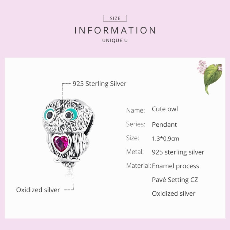 Accessori per collana braccialetto fai da te con perline di gufo carino in argento sterling S925, Cute Owl