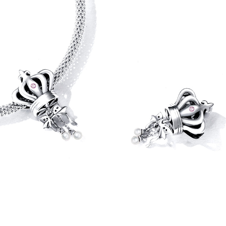 Accessori per collana braccialetto fai-da-te con perline a forma di fiocco in argento sterling S925, Bow Crown