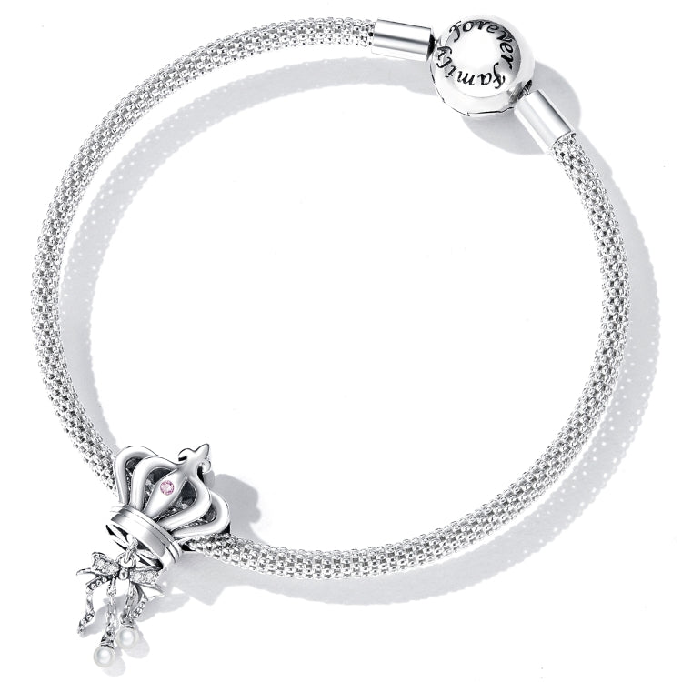 Accessori per collana braccialetto fai-da-te con perline a forma di fiocco in argento sterling S925, Bow Crown