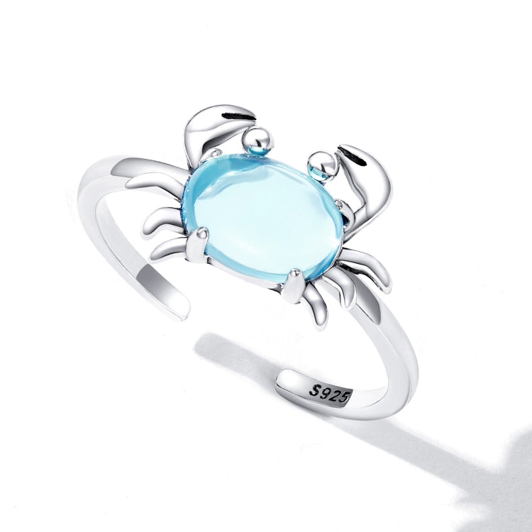 Anello aperto da donna con granchio carino in argento sterling S925, Cute Crab