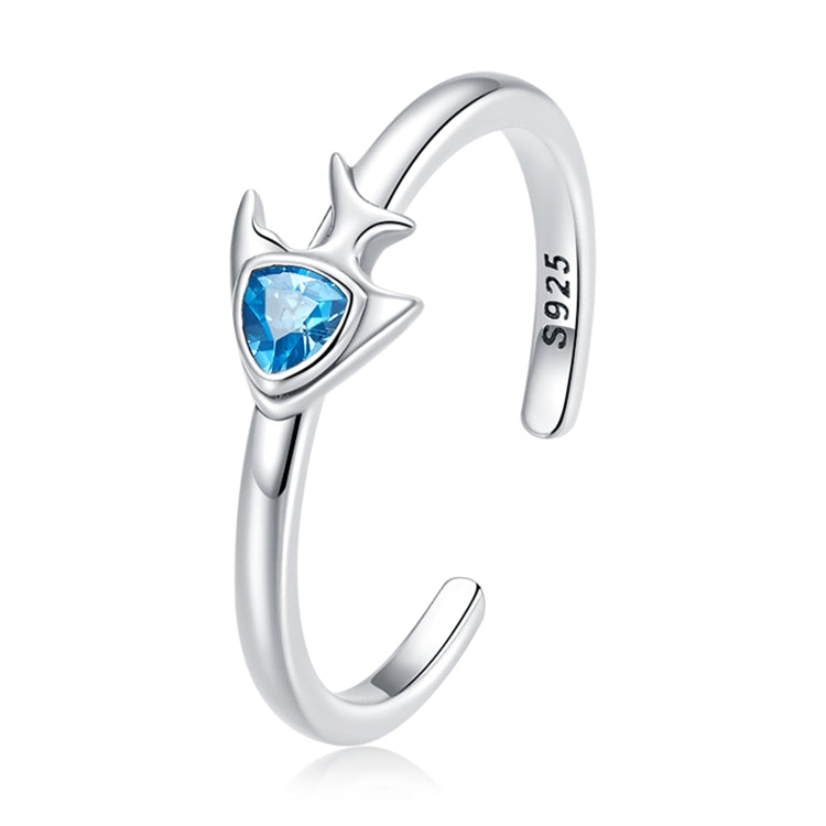 Anello aperto da donna con pesce creativo in argento sterling S925, Fish